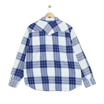 Mens Flannel Plaid Shirt Snap Long Sleeve Western