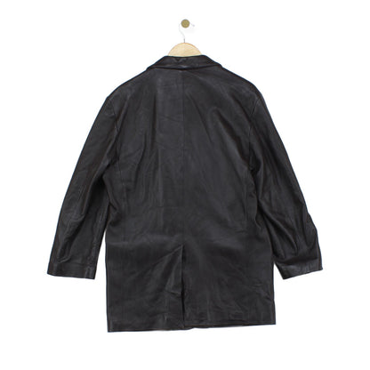Mens Leather Jacket Blazer Long Sleeve