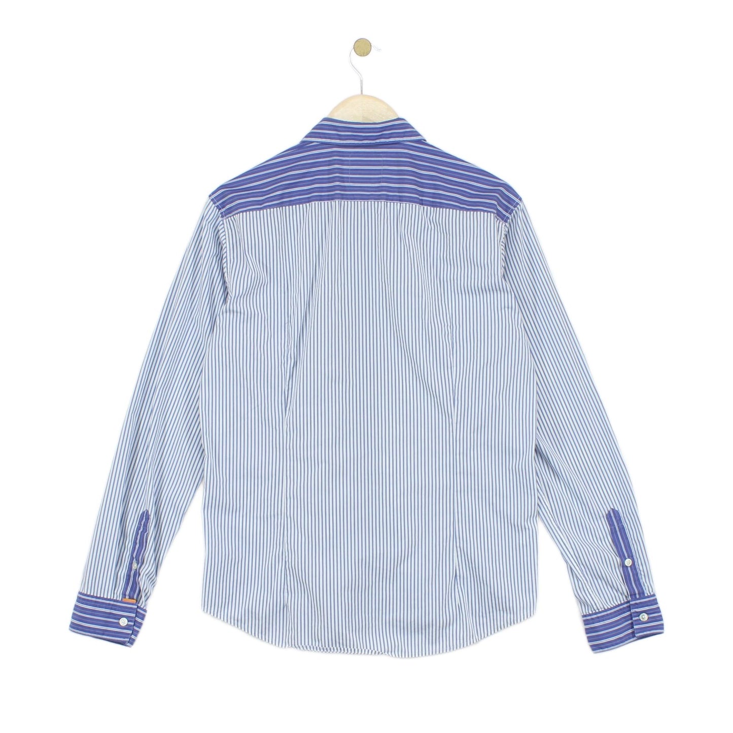 Mens Striped Shirt Slim Fit Long Sleeve Button Up