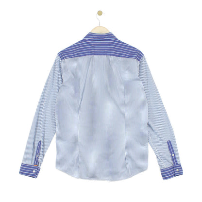 Mens Striped Shirt Slim Fit Long Sleeve Button Up