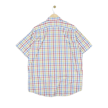 Mens Plaid Shirt  Short Sleeve Button Up