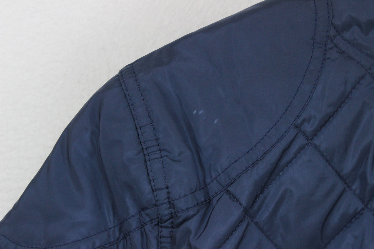 Womens Quilted Jacket Full Zip Button Crest