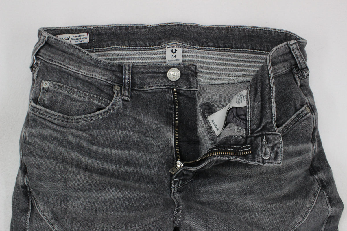 Mens Rocco Jeans Zip Fly Stretch Relaxed Skinny Fit
