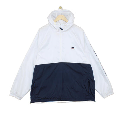 Mens Windbreaker Jacket 1/4 Zip Hooded Lightweight Logo