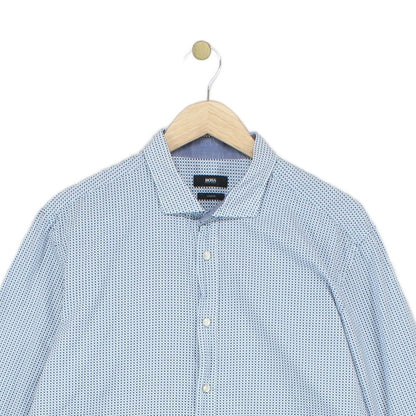 Mens Dotted Shirt Slim Fit Button Down Long Sleeve