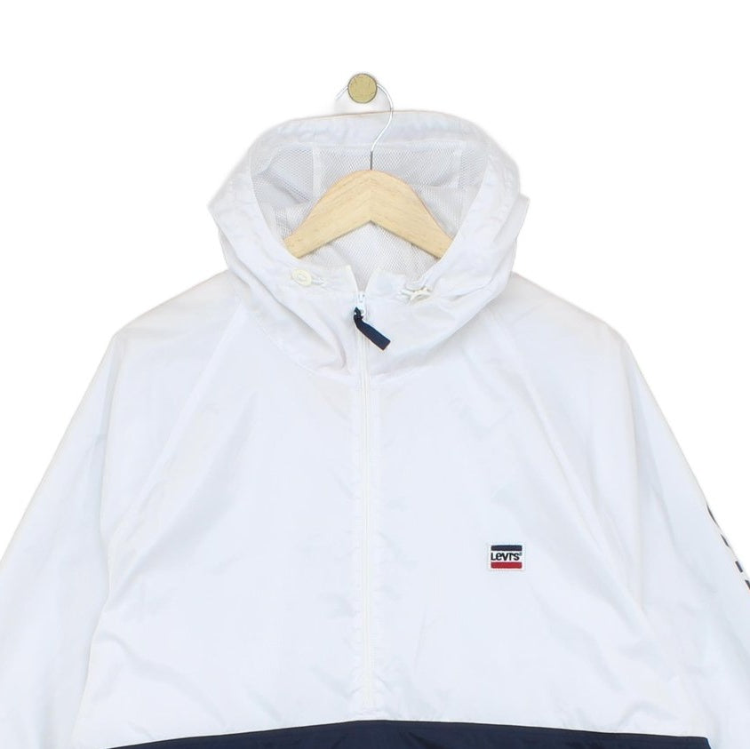 Mens Windbreaker Jacket 1/4 Zip Hooded Lightweight Logo