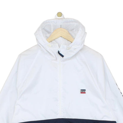 Mens Windbreaker Jacket 1/4 Zip Hooded Lightweight Logo