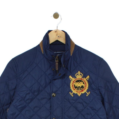 Womens Quilted Jacket Full Zip Button Crest