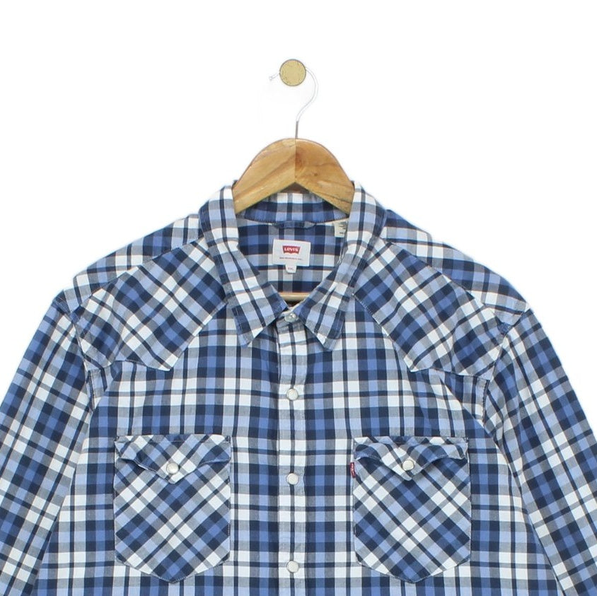 Mens Plaid Shirt Snap Long Sleeve Western