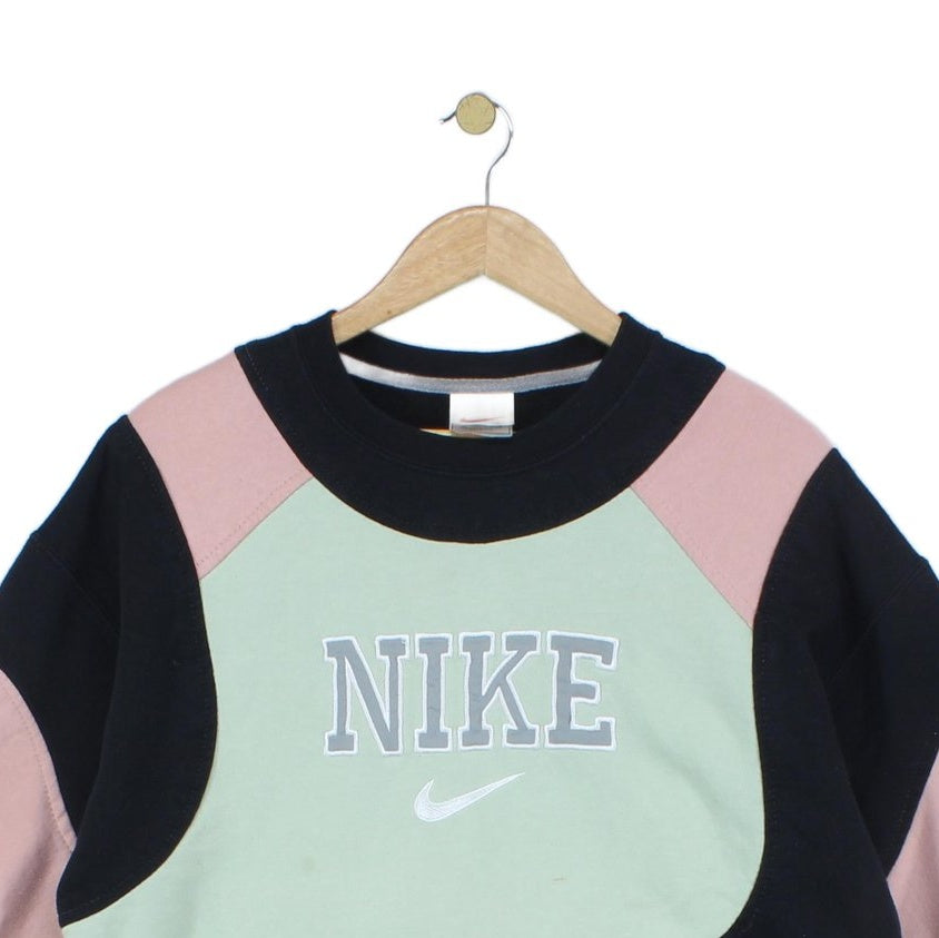 Mens Reworked Sweatshirt Spell Out Crew Neck