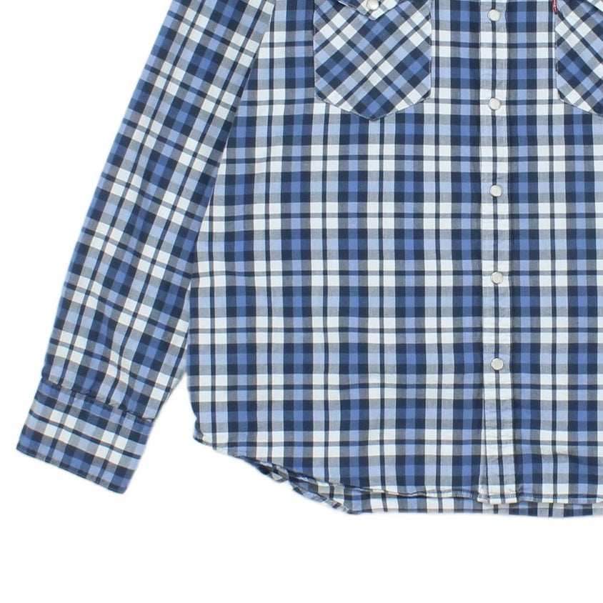 Mens Plaid Shirt Snap Long Sleeve Western