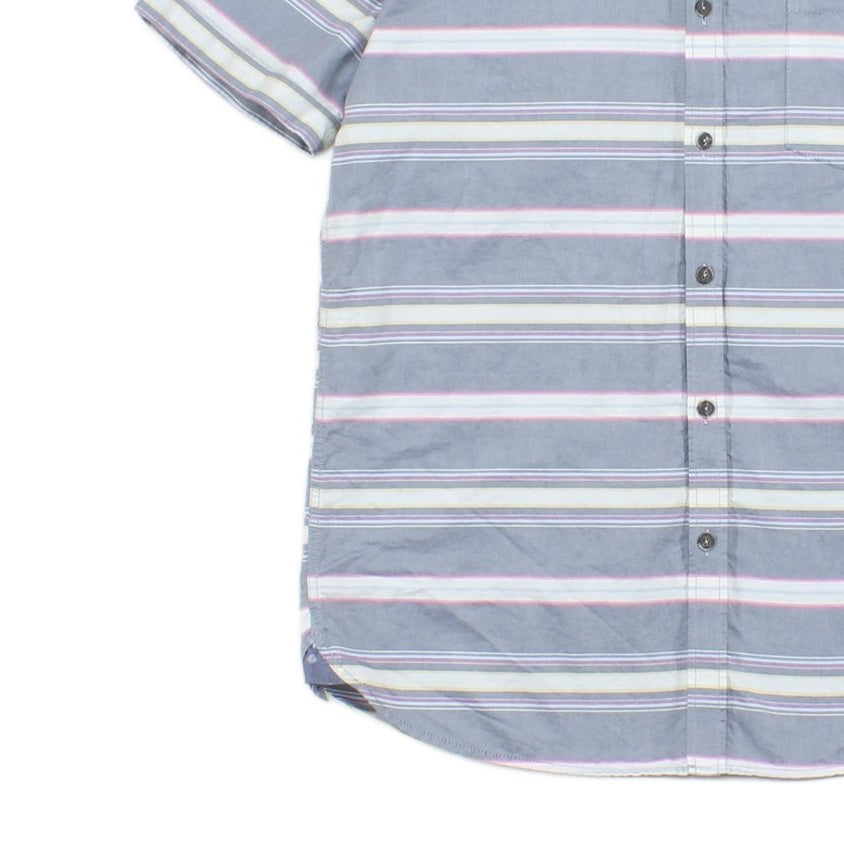 Mens Striped Shirt Short Sleeve Button Up