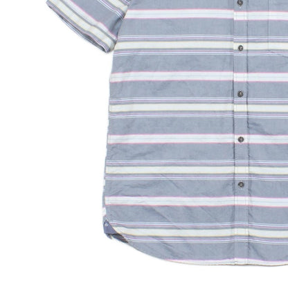 Mens Striped Shirt Short Sleeve Button Up
