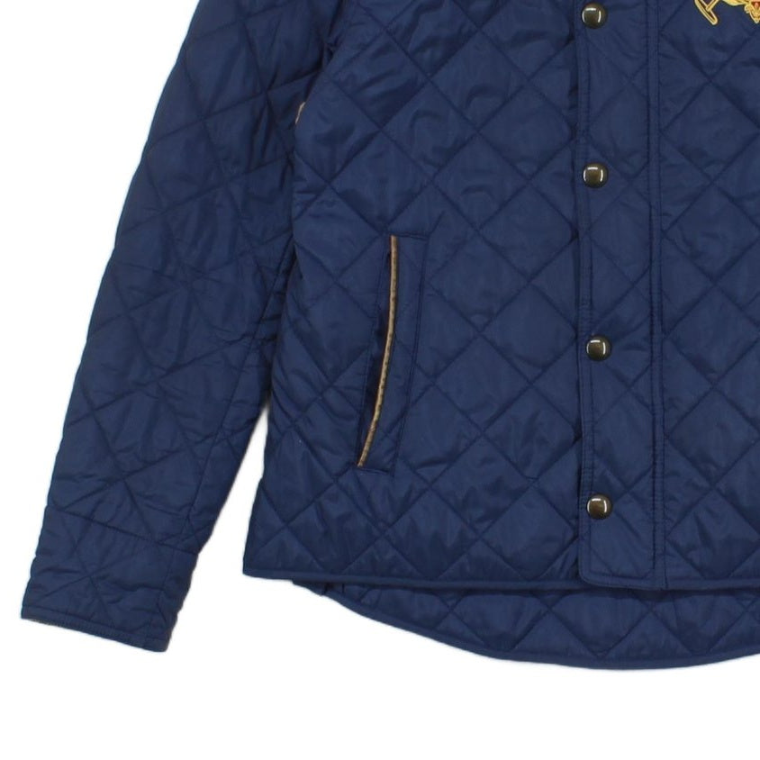 Womens Quilted Jacket Full Zip Button Crest