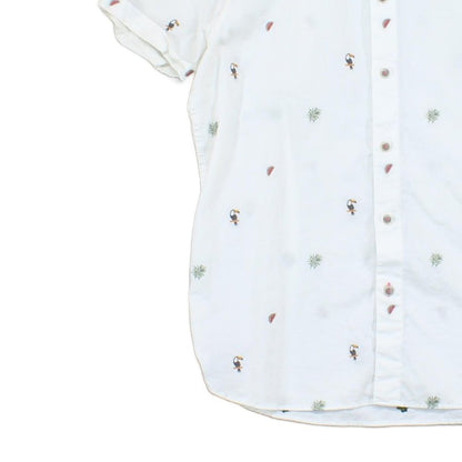 Mens Patterned Shirt Short Sleeve Grandad Collar