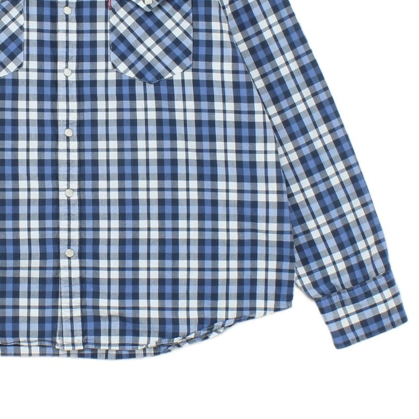 Mens Plaid Shirt Snap Long Sleeve Western