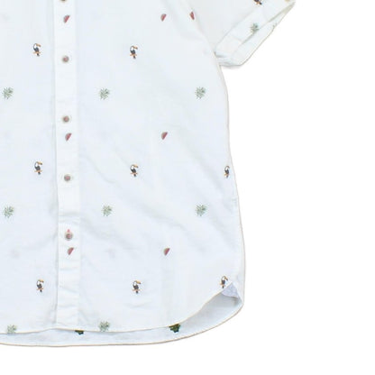 Mens Patterned Shirt Short Sleeve Grandad Collar