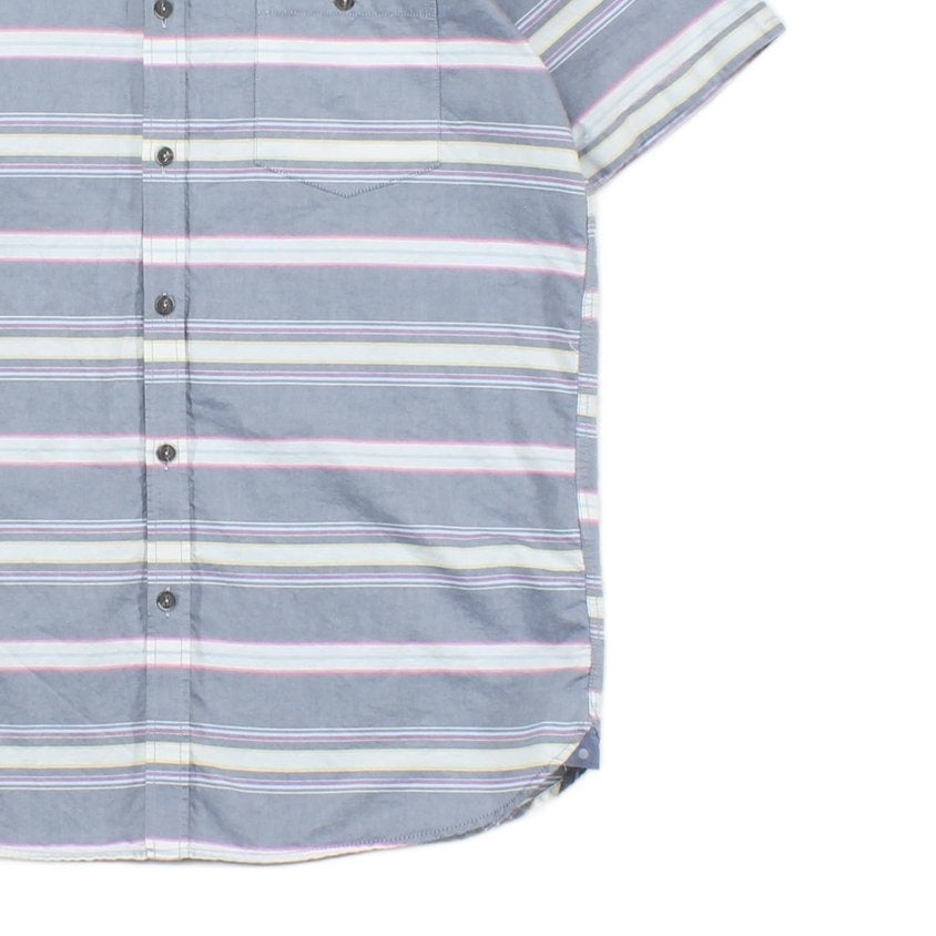 Mens Striped Shirt Short Sleeve Button Up