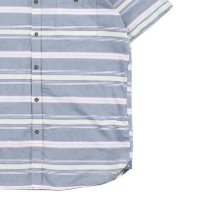 Mens Striped Shirt Short Sleeve Button Up