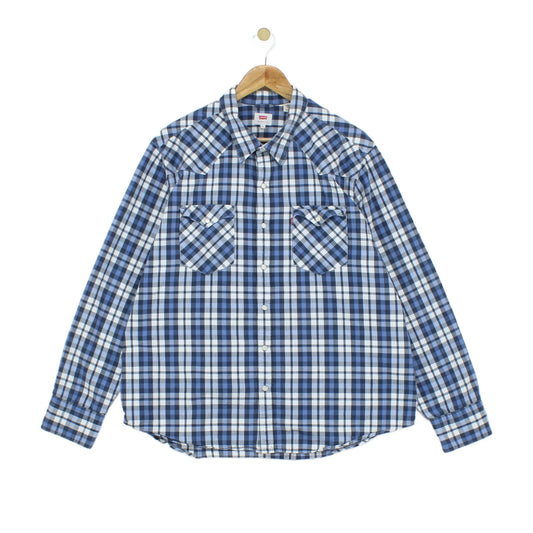 Mens Plaid Shirt Snap Long Sleeve Western