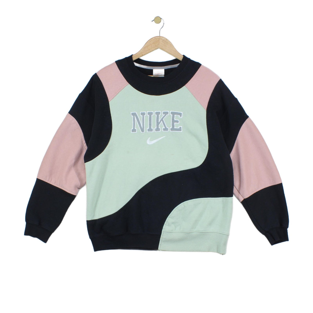 Mens Reworked Sweatshirt Spell Out Crew Neck