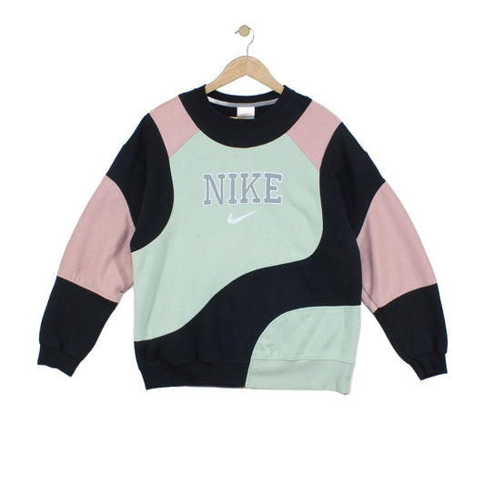 Mens Reworked Sweatshirt Spell Out Crew Neck