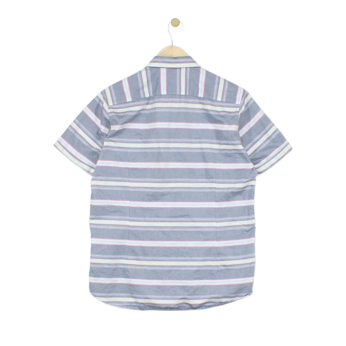 Mens Striped Shirt Short Sleeve Button Up