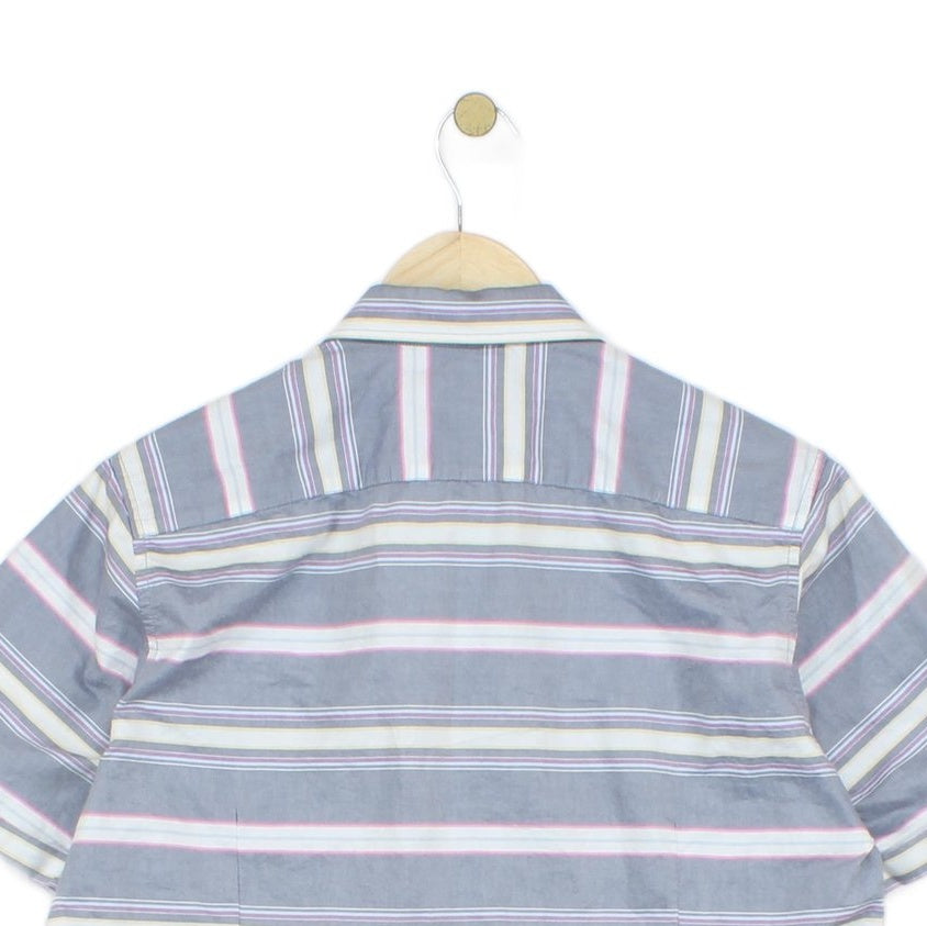 Mens Striped Shirt Short Sleeve Button Up