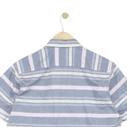 Mens Striped Shirt Short Sleeve Button Up