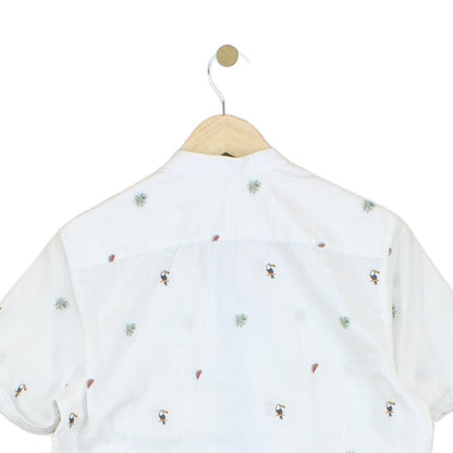 Mens Patterned Shirt Short Sleeve Grandad Collar