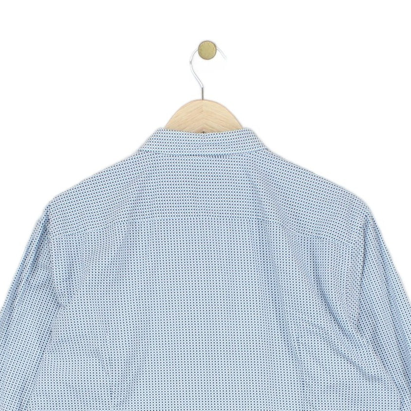 Mens Dotted Shirt Slim Fit Button Down Long Sleeve