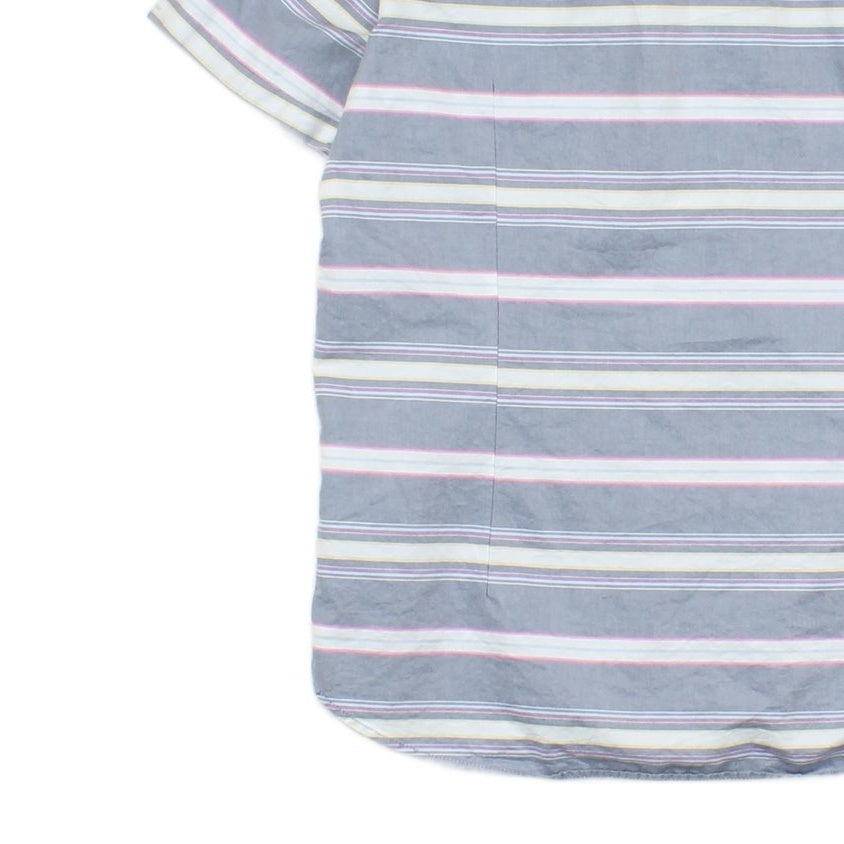 Mens Striped Shirt Short Sleeve Button Up