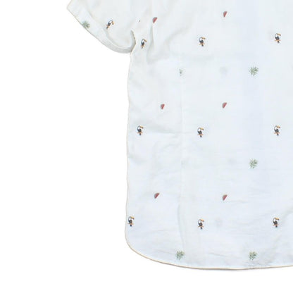 Mens Patterned Shirt Short Sleeve Grandad Collar