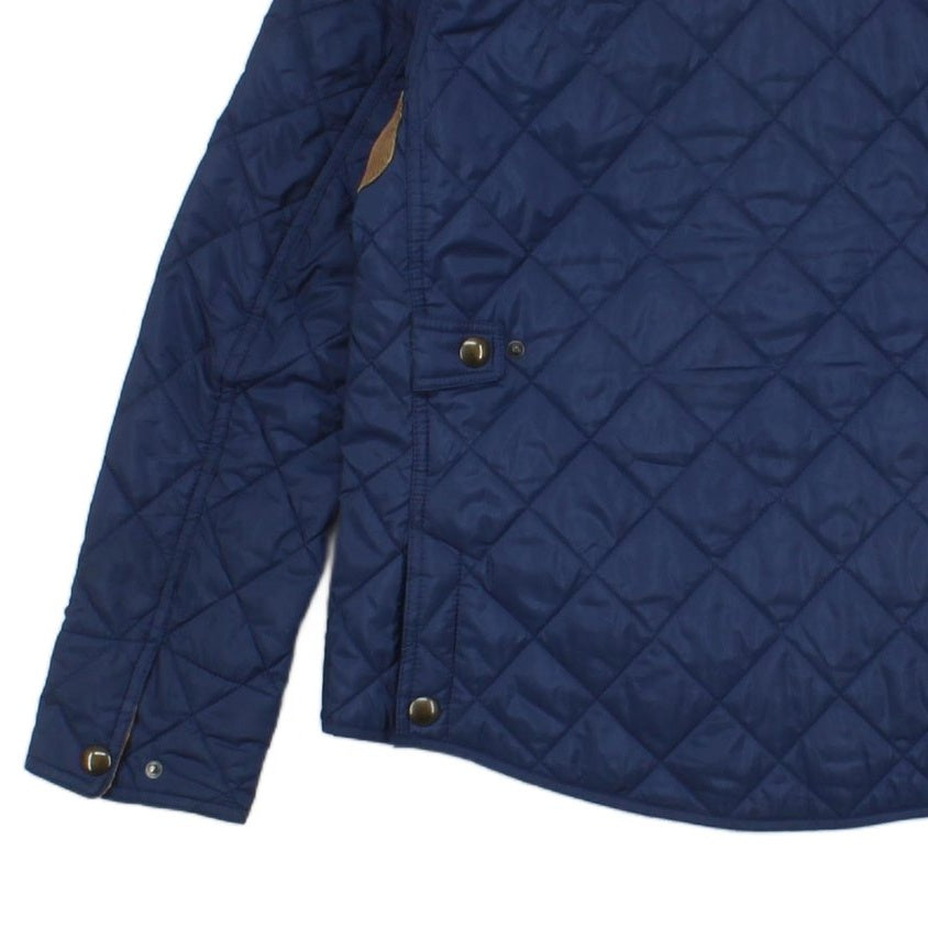 Womens Quilted Jacket Full Zip Button Crest
