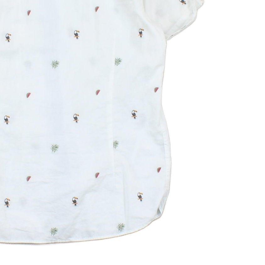 Mens Patterned Shirt Short Sleeve Grandad Collar