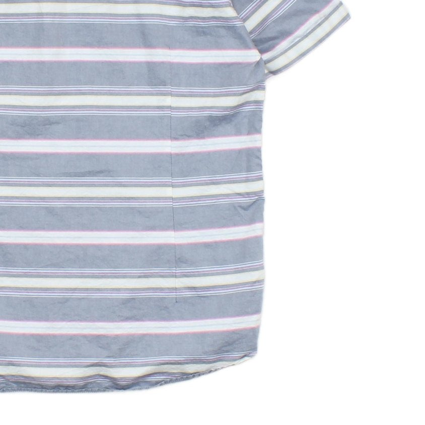 Mens Striped Shirt Short Sleeve Button Up