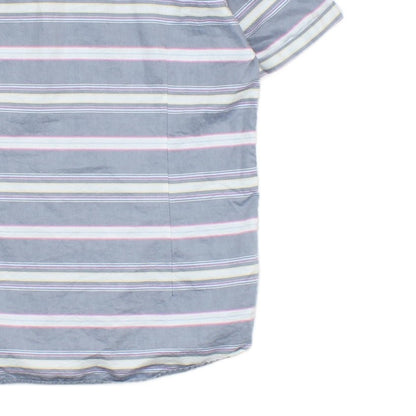 Mens Striped Shirt Short Sleeve Button Up