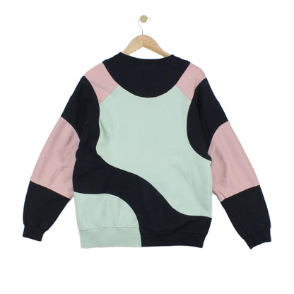 Mens Reworked Sweatshirt Spell Out Crew Neck