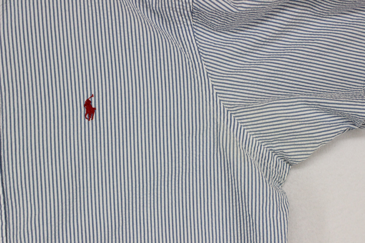 Mens Striped Seersucker Shirt Classic Short Sleeve