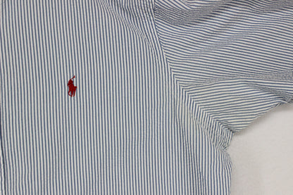 Mens Striped Seersucker Shirt Classic Short Sleeve