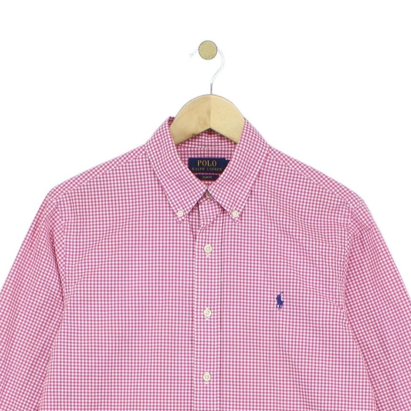 Mens Check Shirt Long Sleeve Slim Fit