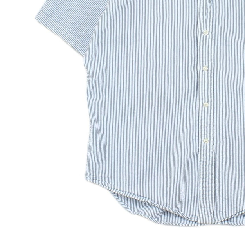 Mens Striped Seersucker Shirt Classic Short Sleeve