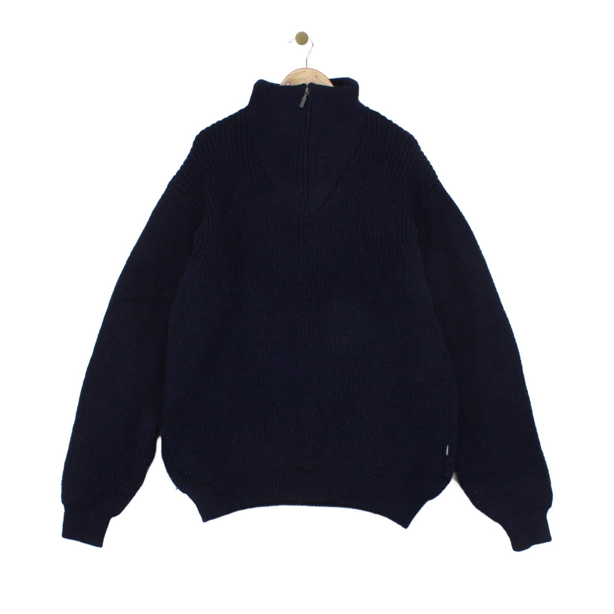 Mens Fisherman Jumper Chunky Knit 1/4 Zip Winter Wool