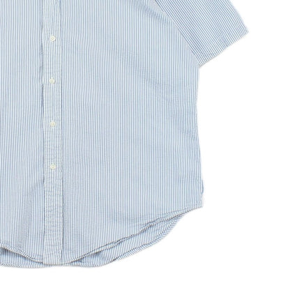 Mens Striped Seersucker Shirt Classic Short Sleeve