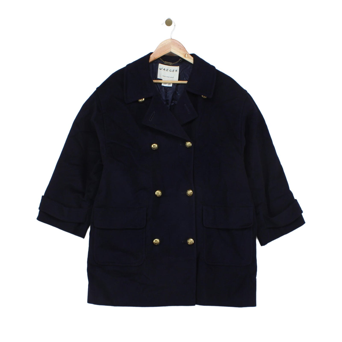 Womens Pea Coat Double Breasted Wool Cashmere