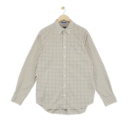 Mens Check Shirt Button Up Long Sleeve