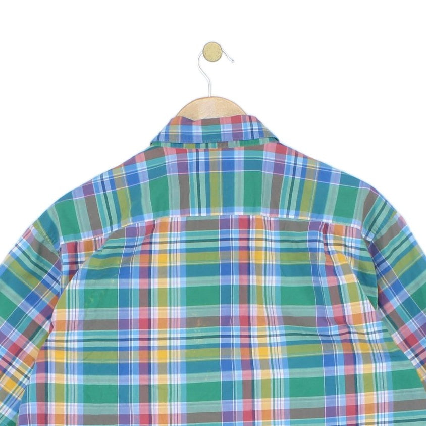 Mens Plaid Shirt Short Sleeve Button Up