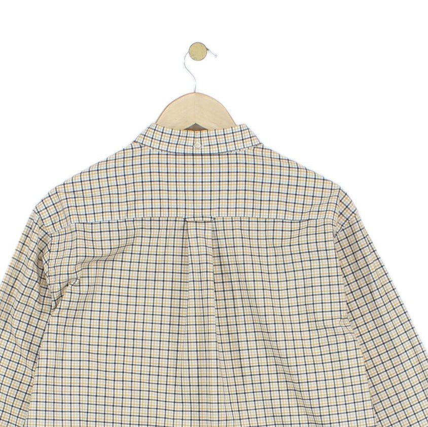 Mens Check Shirt Button Up Long Sleeve