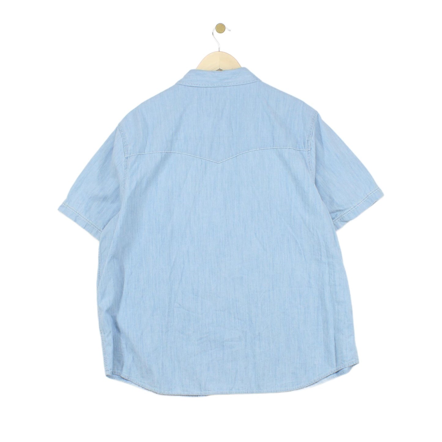 Mens Chambray Shirt Short Sleeve Button Up Snap