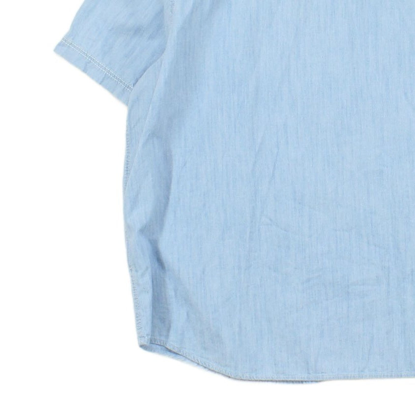 Mens Chambray Shirt Short Sleeve Button Up Snap